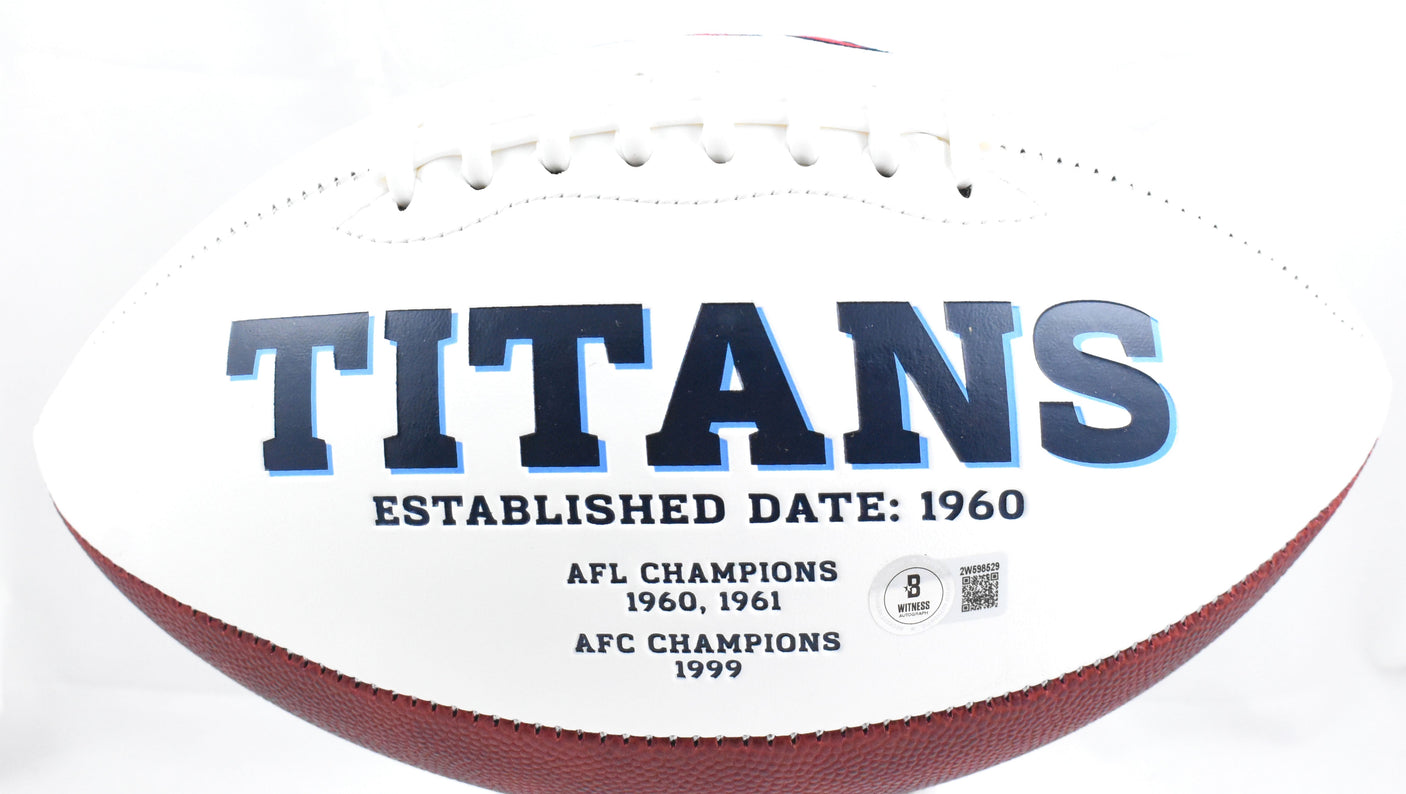 Chris Johnson Autographed Tennessee Titans Logo Football - Beckett W Hologram