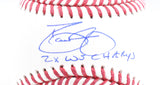David Justice Autographed Rawlings OML Baseball 2x WS Champs- Beckett W Hologram