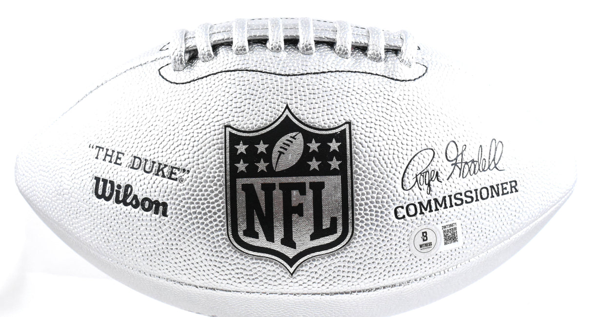 Michael Strahan Autographed Giants Replica Silver Duke Football Beckett W Holo