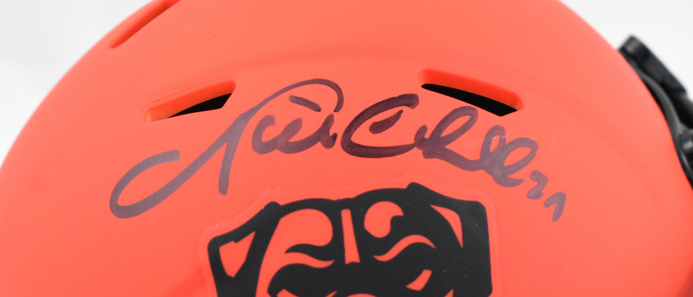 Nick Chubb Autographed Cleveland Browns Rave Speed Mini Helmet - Beckett W Holo