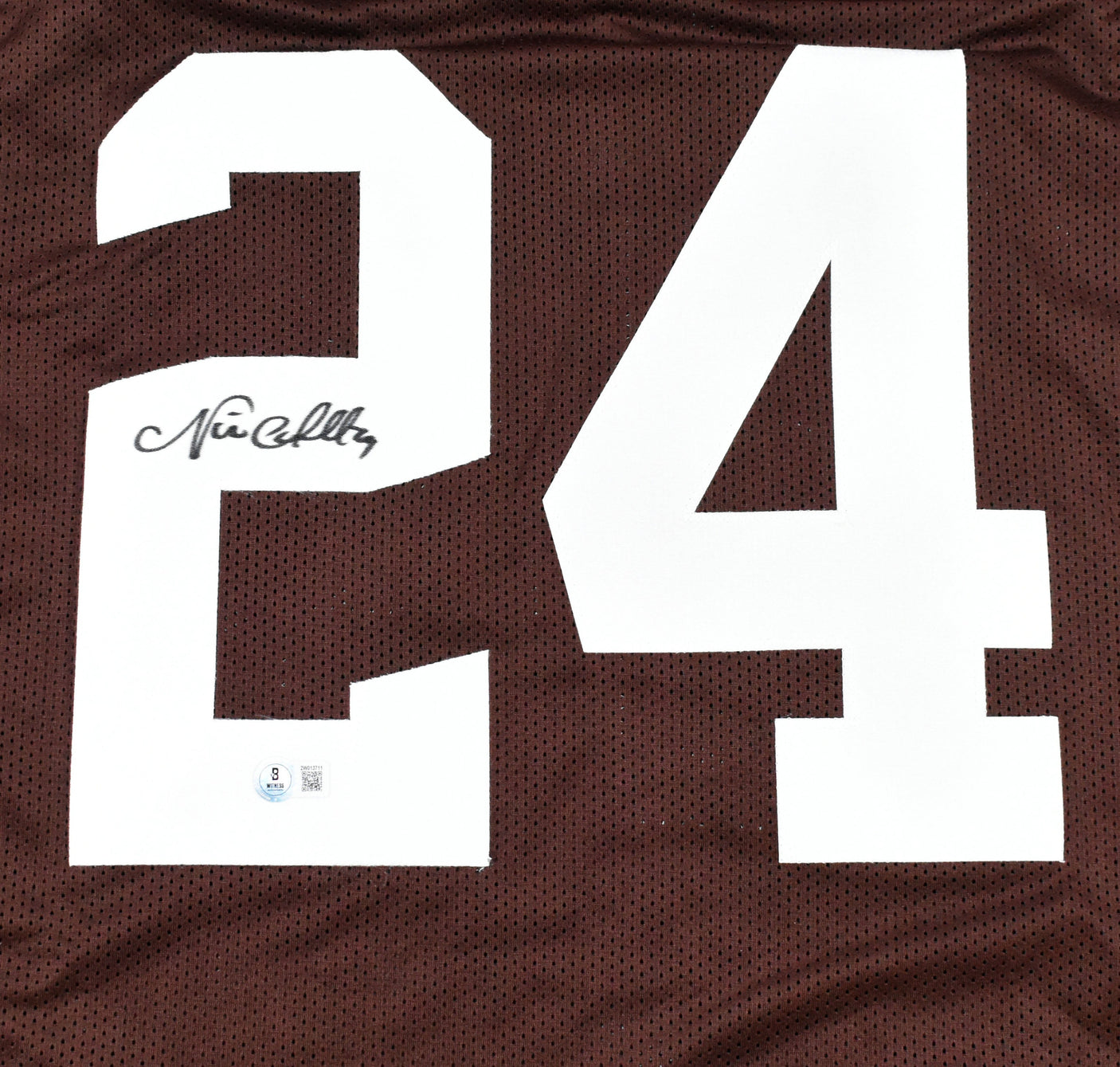 Nick Chubb Autographed Brown Pro Style Jersey - Beckett W Hologram *2