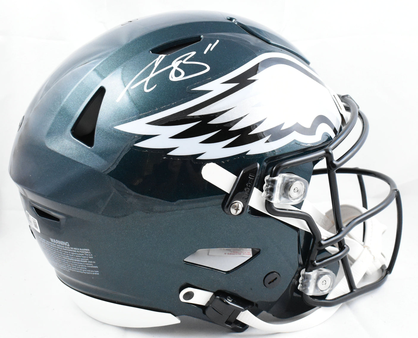 A.J. Brown Autographed Philadelphia Eagles F/S Speed Flex Helmet Beckett W Holo