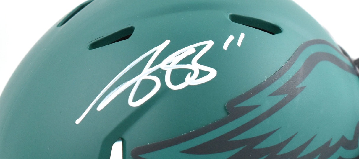 AJ Brown Autographed Philadelphia Eagles Rave Speed Mini Helmet - Beckett W Holo