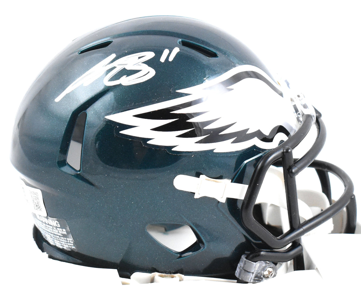 AJ Brown Autographed Philadelphia Eagles Speed Mini Helmet-Beckett W Holo *White