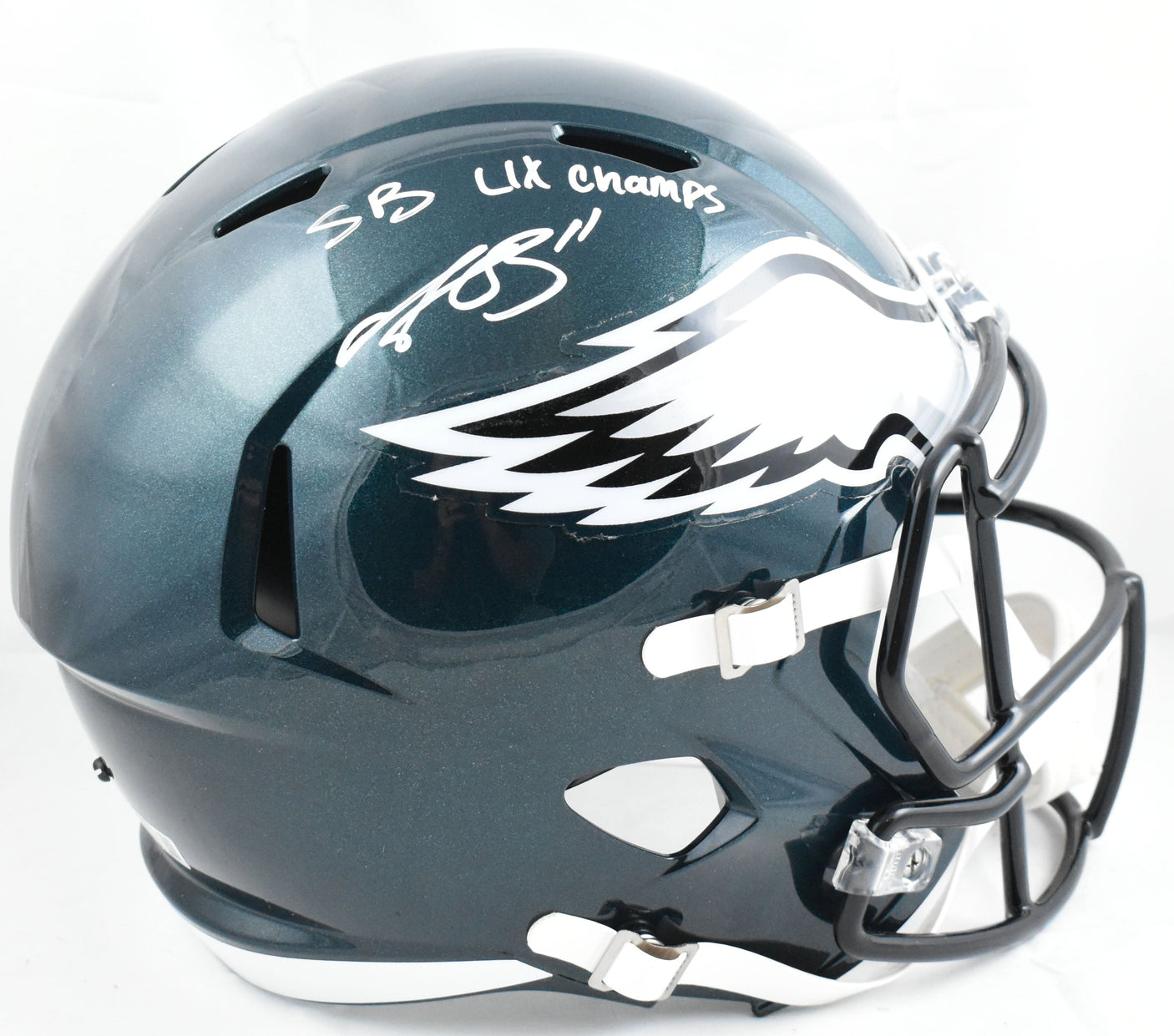 AJ Brown Autographed Eagles F/S Speed Helmet SB Champs - Beckett W Hologram