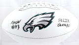 Milton Williams Autographed Eagles Logo Football SB Champs - Beckett W Hologram