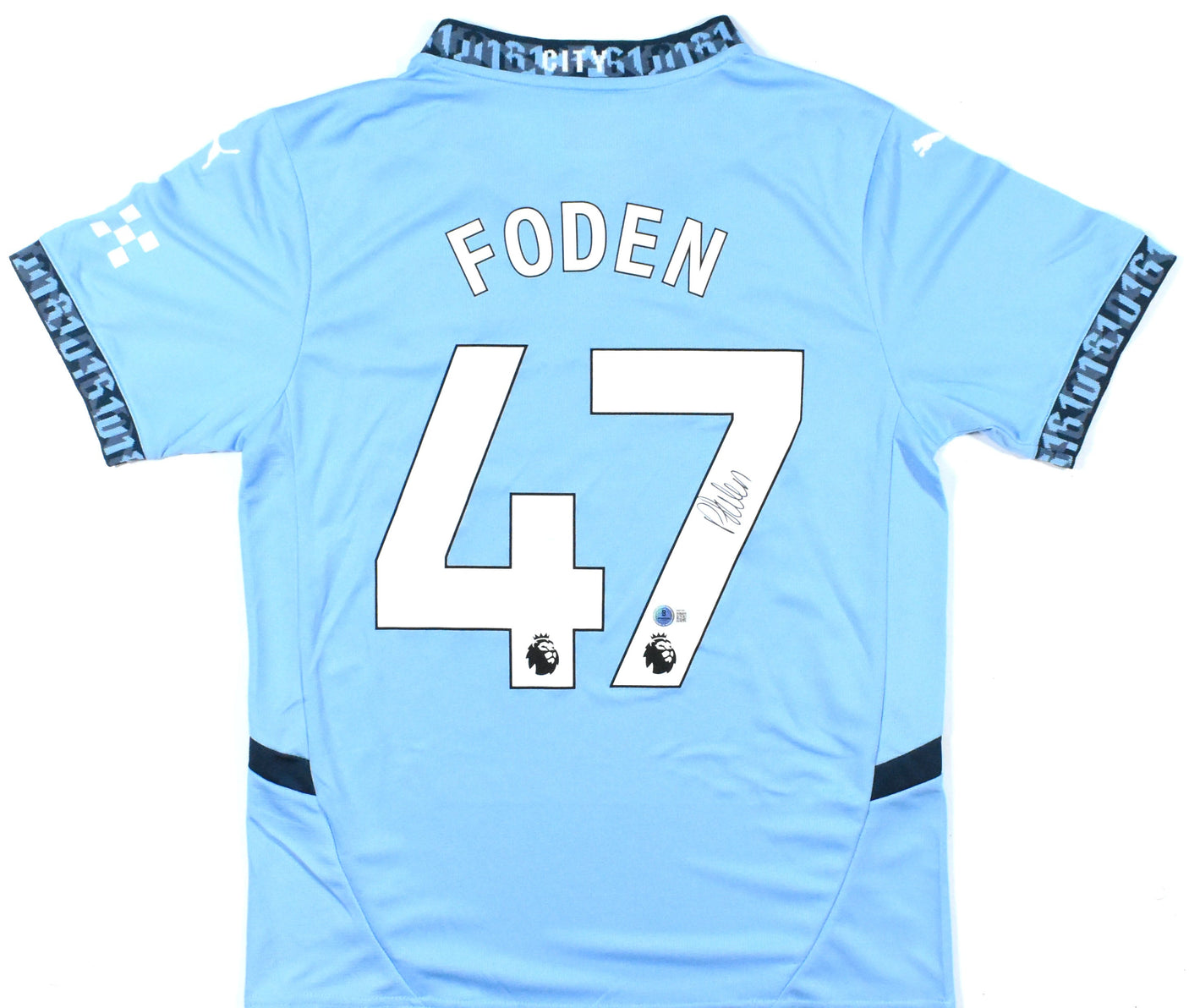 Phil Foden Signed Manchester City Home Blue Soccer Jersey #47 - Beckett Hologram