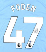 Phil Foden Signed Manchester City Home Blue Soccer Jersey #47 - Beckett Hologram