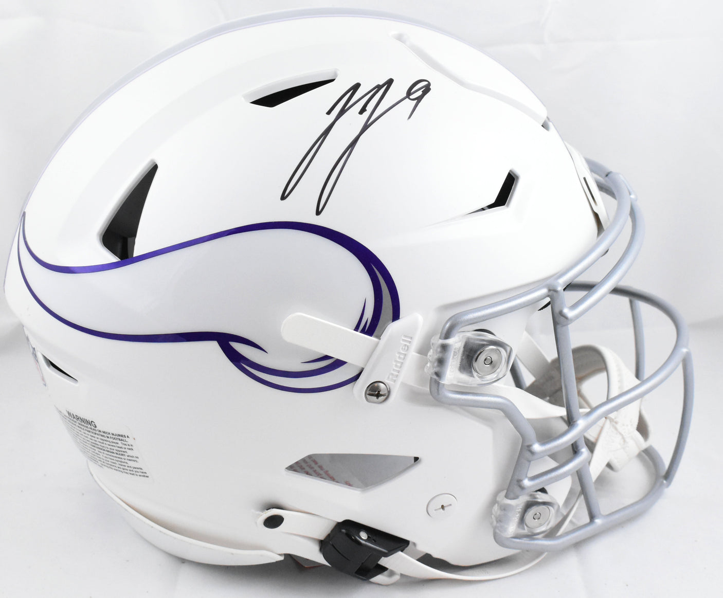 JJ McCarthy Autographed Vikings F/S Alt 2024 Speed Flex Helmet Beckett W Holo