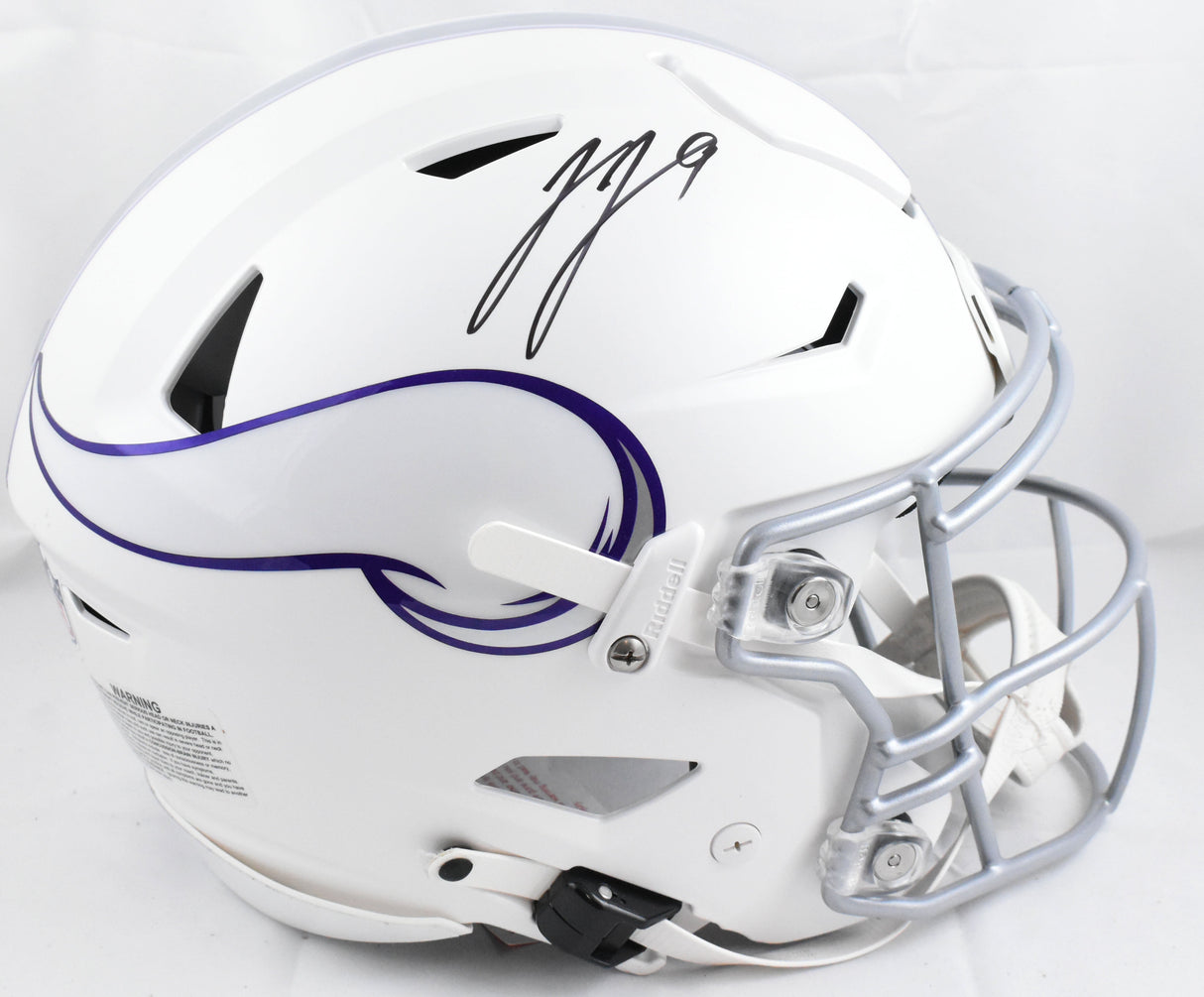 JJ McCarthy Autographed Vikings F/S Alt 2024 Speed Flex Helmet Beckett W Holo