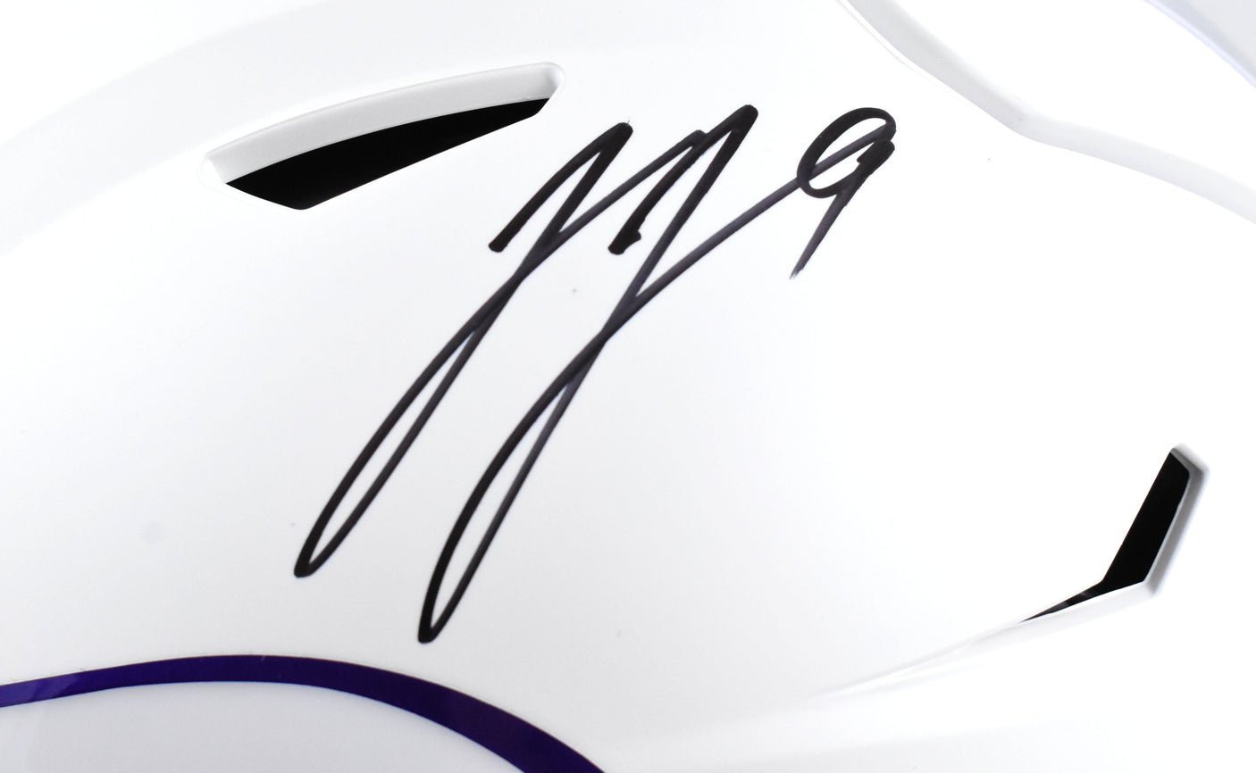 JJ McCarthy Autographed Vikings F/S Alt 2024 Speed Flex Helmet Beckett W Holo