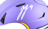 JJ McCarthy Autographed Vikings F/S Tribute Speed Flex Helmet - Beckett W Holo