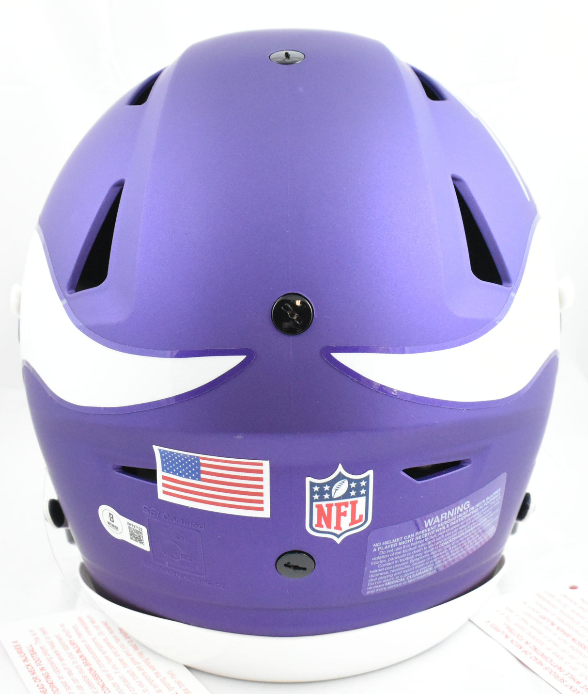 JJ McCarthy Autographed Vikings F/S Tribute Speed Flex Helmet - Beckett W Holo