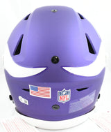 JJ McCarthy Autographed Vikings F/S Tribute Speed Flex Helmet - Beckett W Holo
