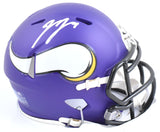 JJ McCarthy Autographed Minnesota Vikings Speed Mini Helmet Beckett W Hologram