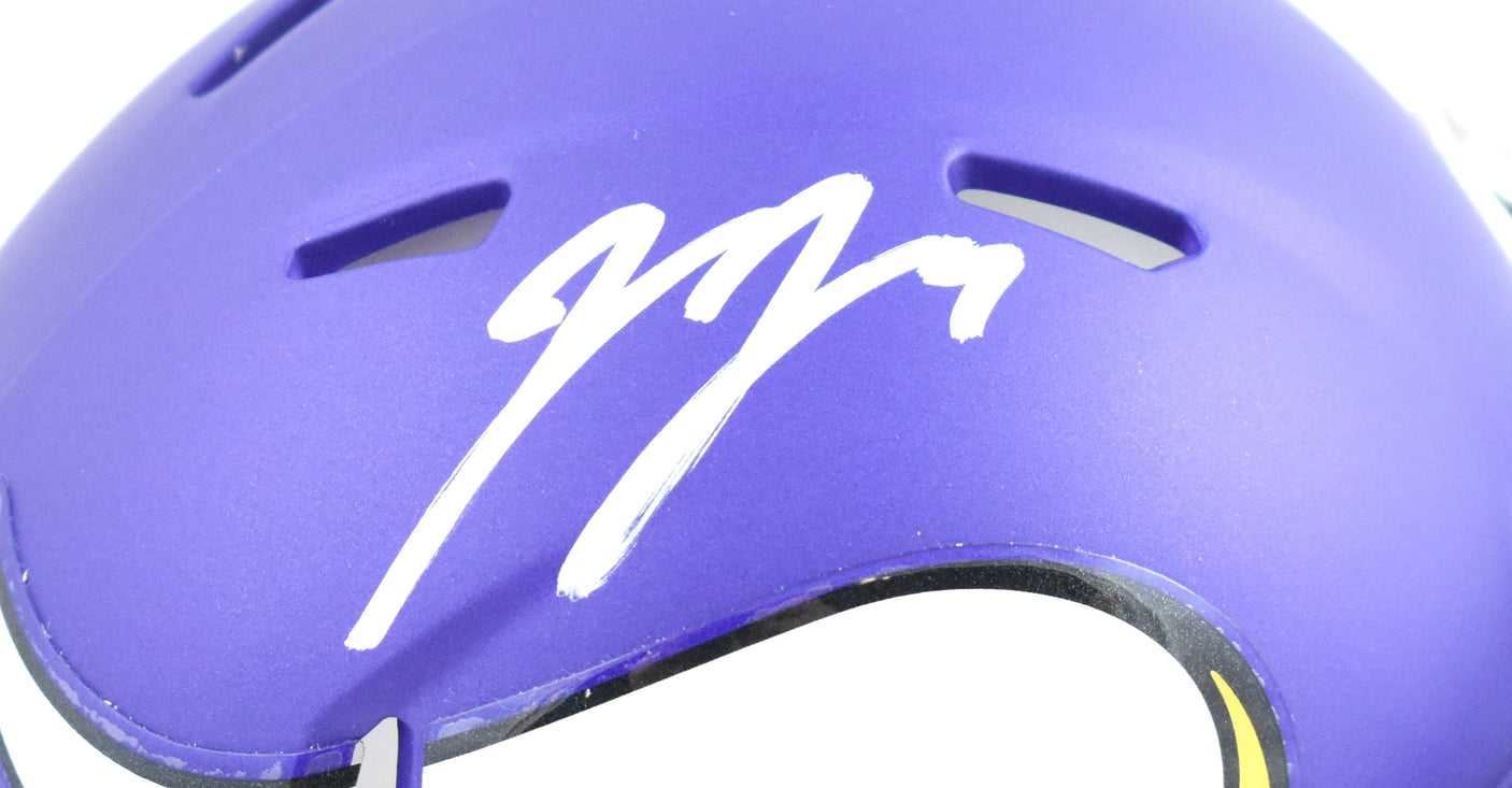 JJ McCarthy Autographed Minnesota Vikings Speed Mini Helmet Beckett W Hologram