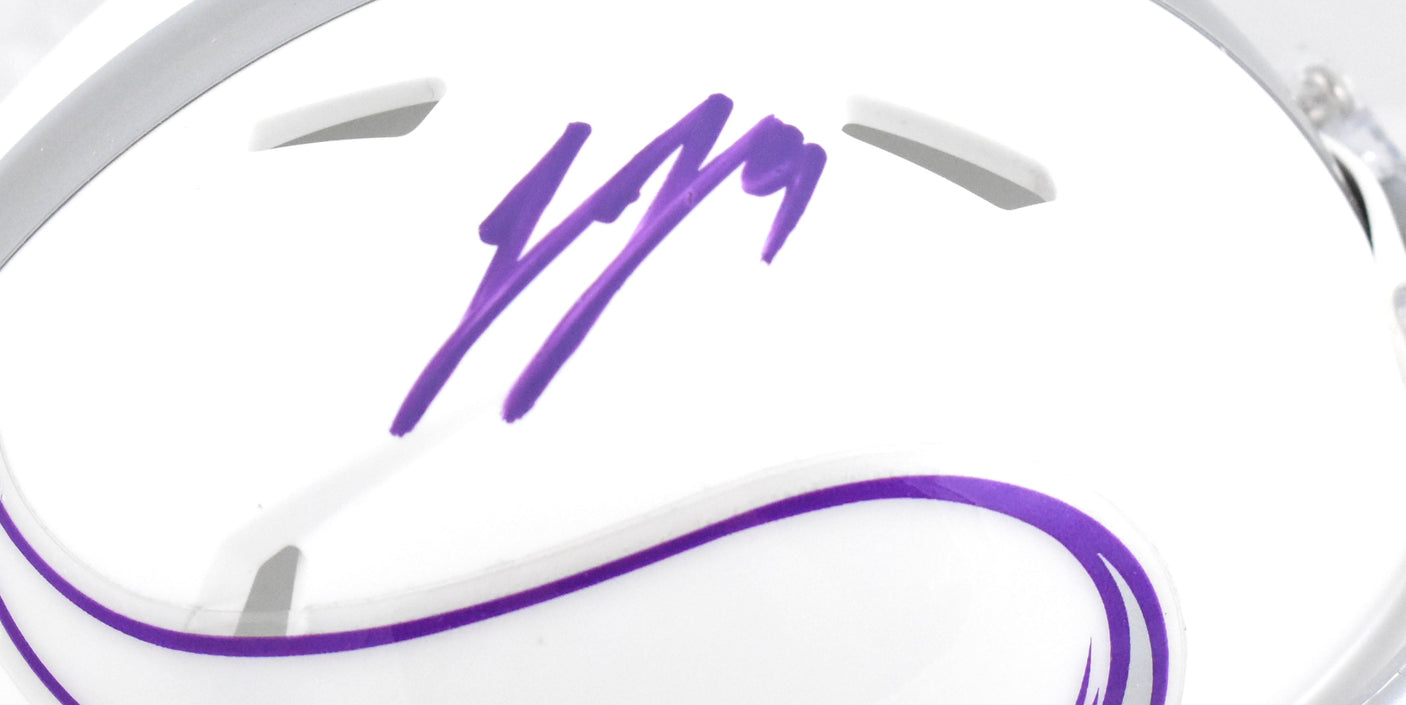 JJ McCarthy Autographed Vikings Alt 2024 Speed Mini Helmet Beckett W Hologram