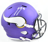 JJ McCarthy Autographed Vikings F/S Speed Helmet - Beckett W Hologram *White