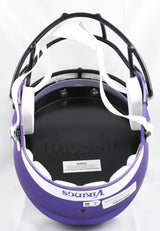 JJ McCarthy Autographed Vikings F/S Speed Helmet - Beckett W Hologram *White