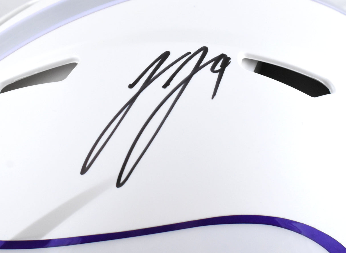 JJ McCarthy Signed Vikings F/S Alt 2024 Speed Authentic Helmet Beckett W Holo