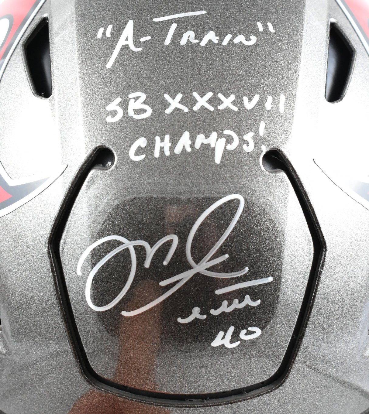 Mike Alstott Signed Buccaneers F/S Speed Flex Helmet SB Champs A Train Beckett W