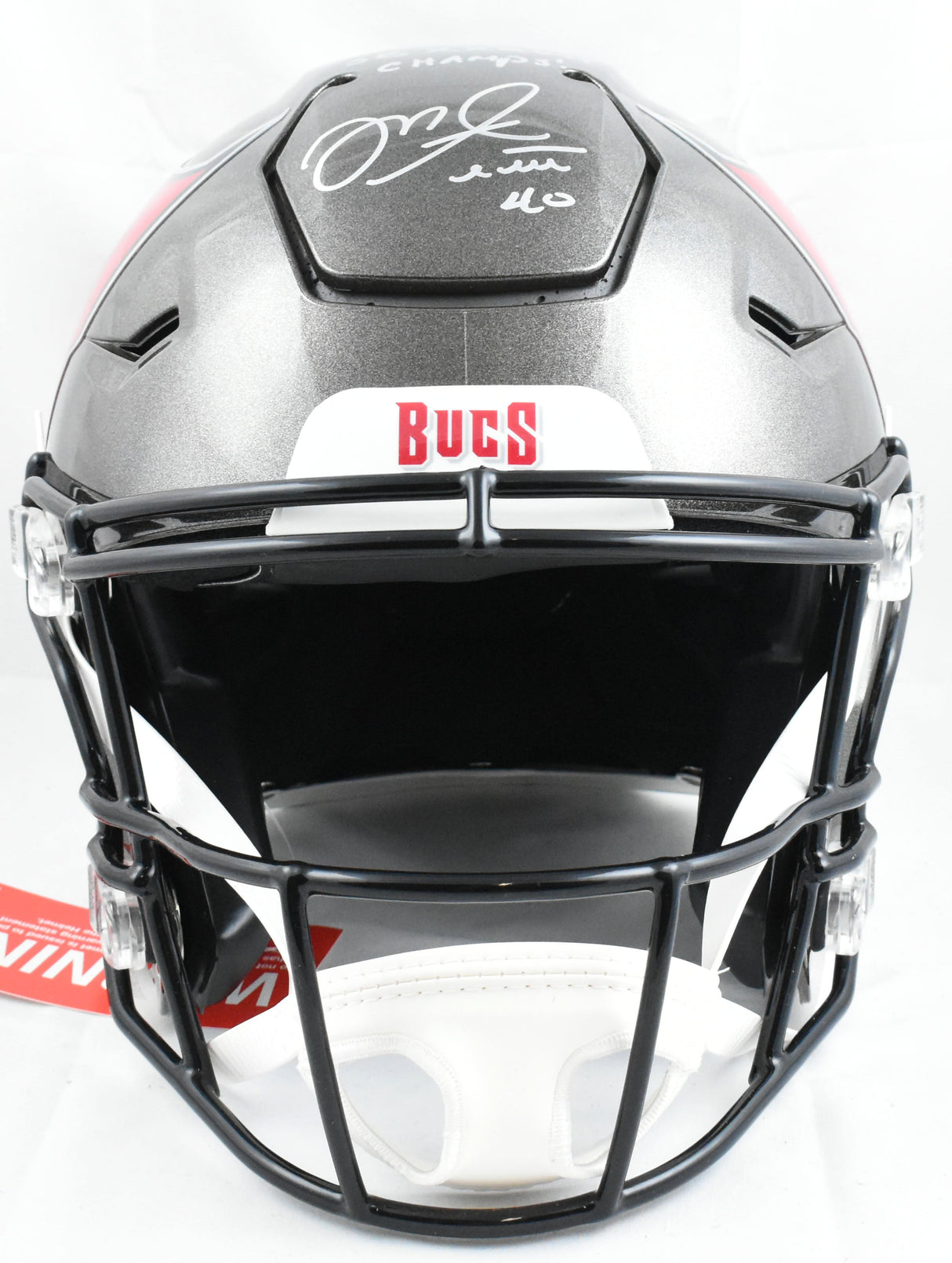 Mike Alstott Signed Buccaneers F/S Speed Flex Helmet SB Champs A Train Beckett W