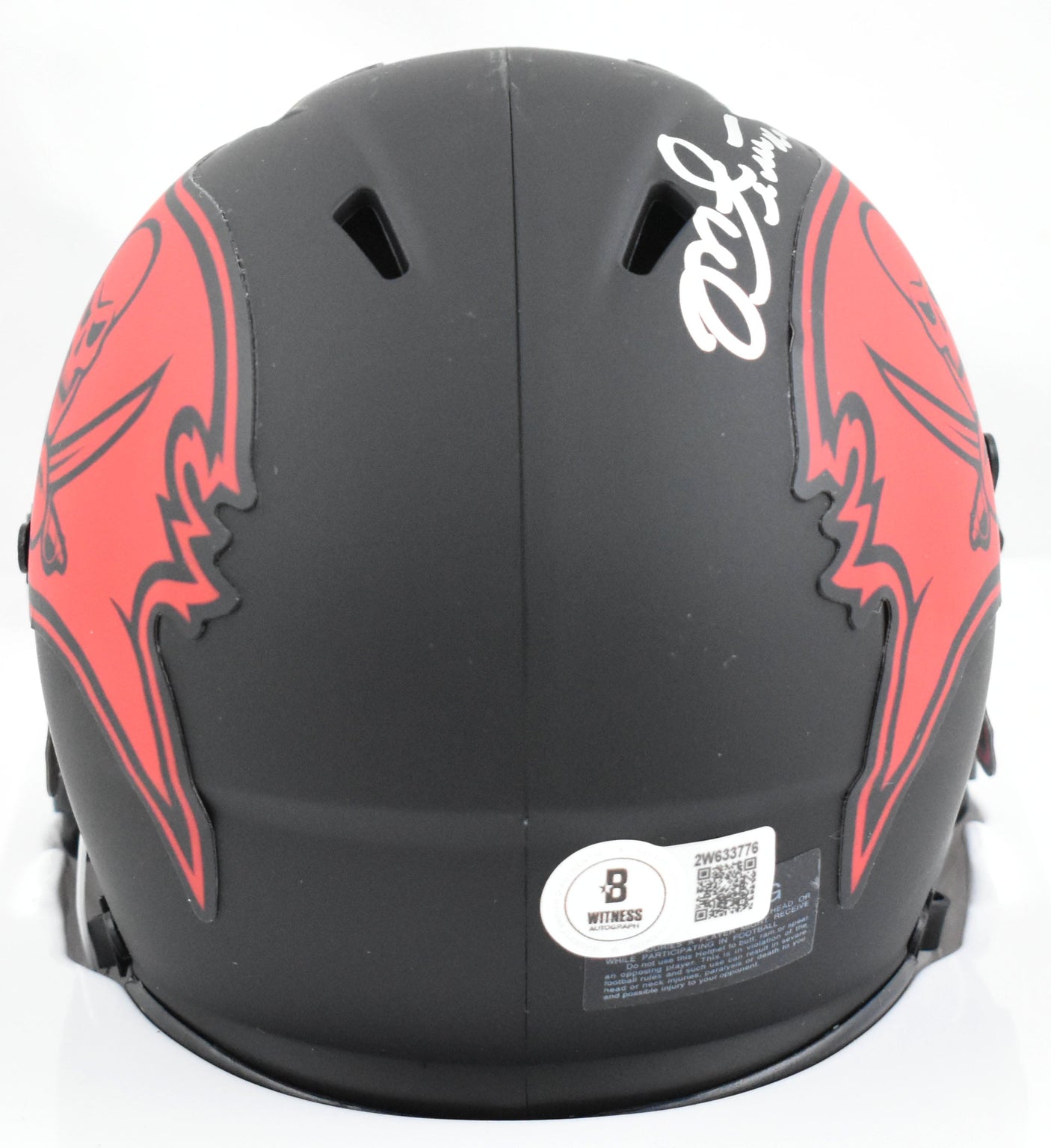 Mike Alstott Signed Buccaneers Eclipse Speed Mini Helmet- Beckett W Holo *Silver