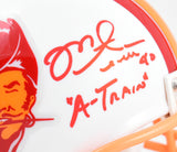 Mike Alstott Autographed Buccaneers 76-96 Mini Helmet A-Train - Beckett W Holo