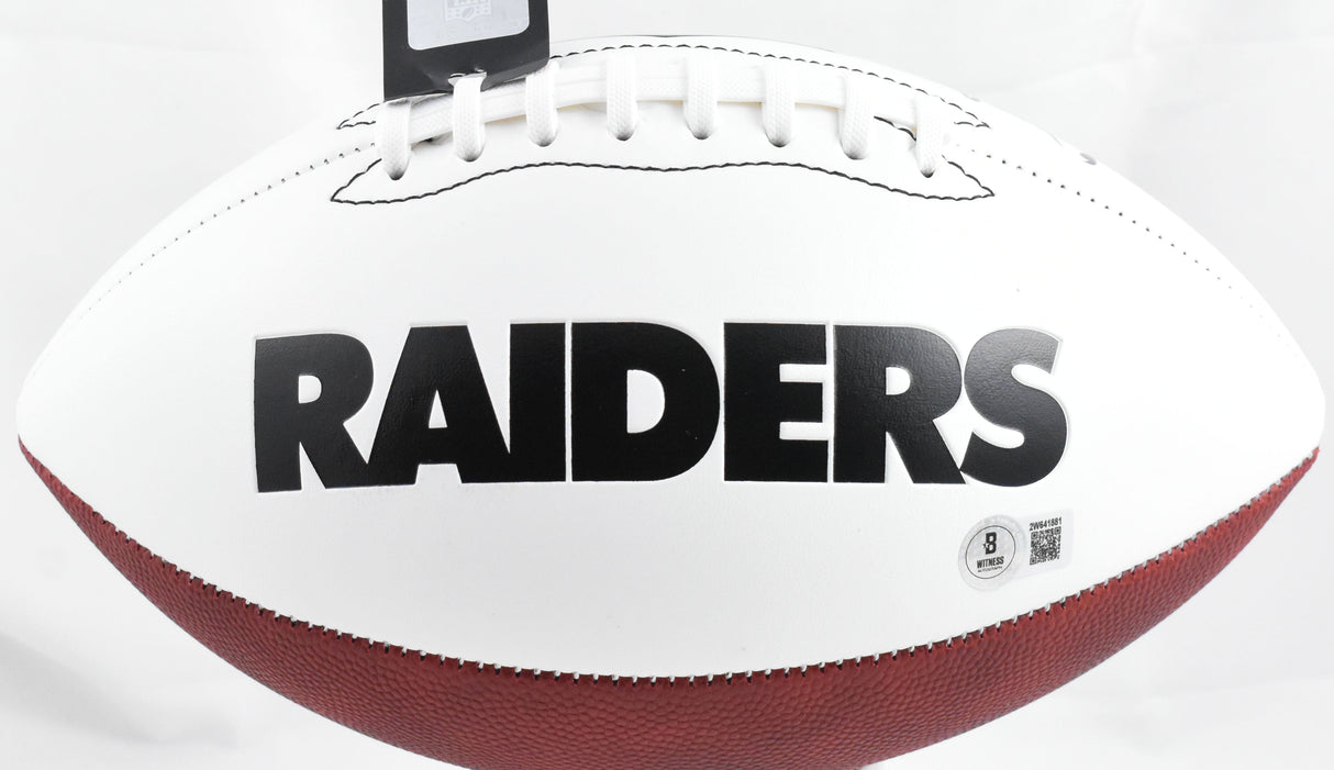 Warren Sapp Autographed Raiders Logo Football HOF - Beckett W Hologram