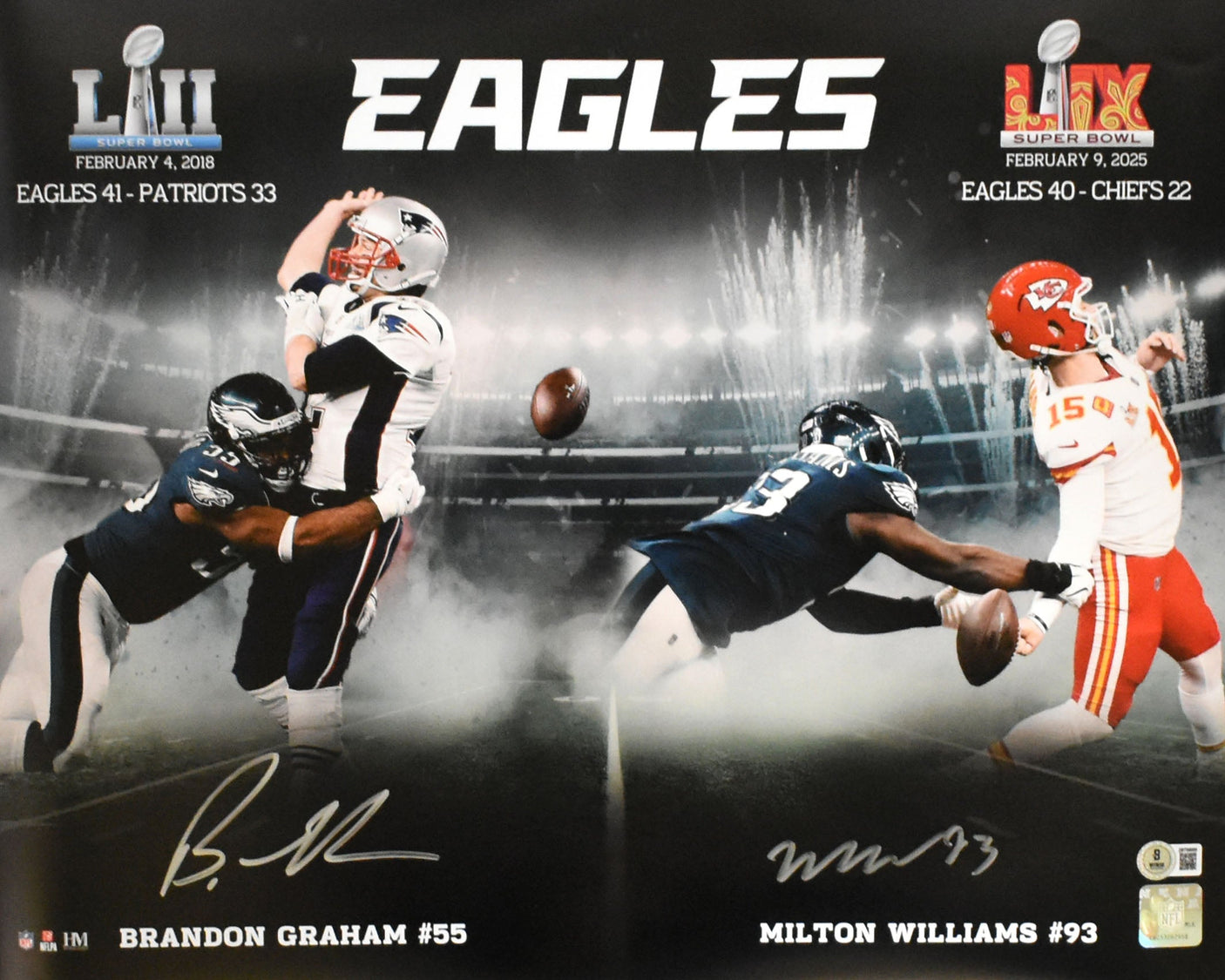 Brandon Graham Milton Williams Signed Philadelphia Eagles 16x20 Photo-Beckett W