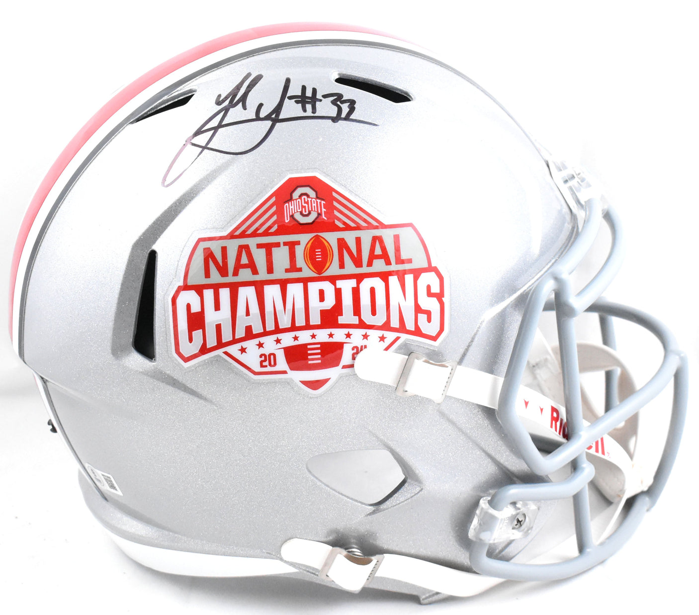 Jack Sawyer Signed Ohio St. F/S Natl Champs Logo Speed Helmet - Beckett W Holo