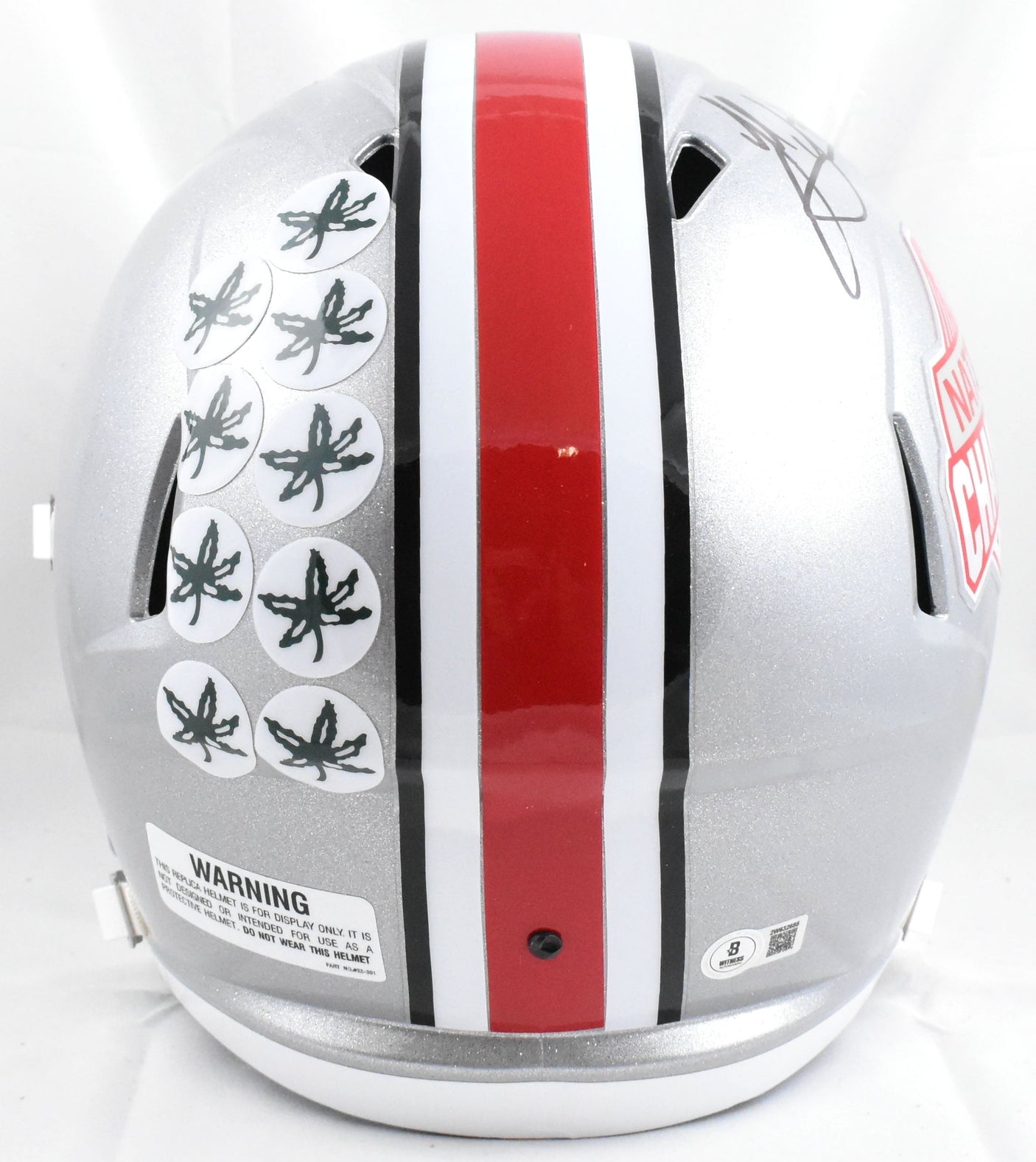 Jack Sawyer Signed Ohio St. F/S Natl Champs Logo Speed Helmet - Beckett W Holo