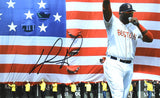 David Ortiz Autographed Boston Red Sox 16x20 Flag Photo - Beckett W Hologram