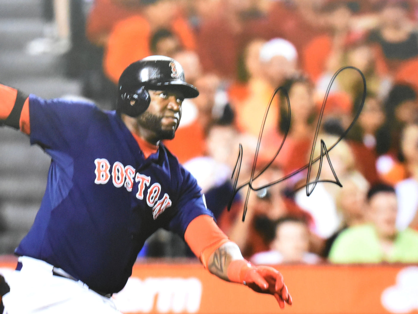 David Ortiz Autographed Boston Red Sox 16x20 Swing Photo - Beckett W Hologram
