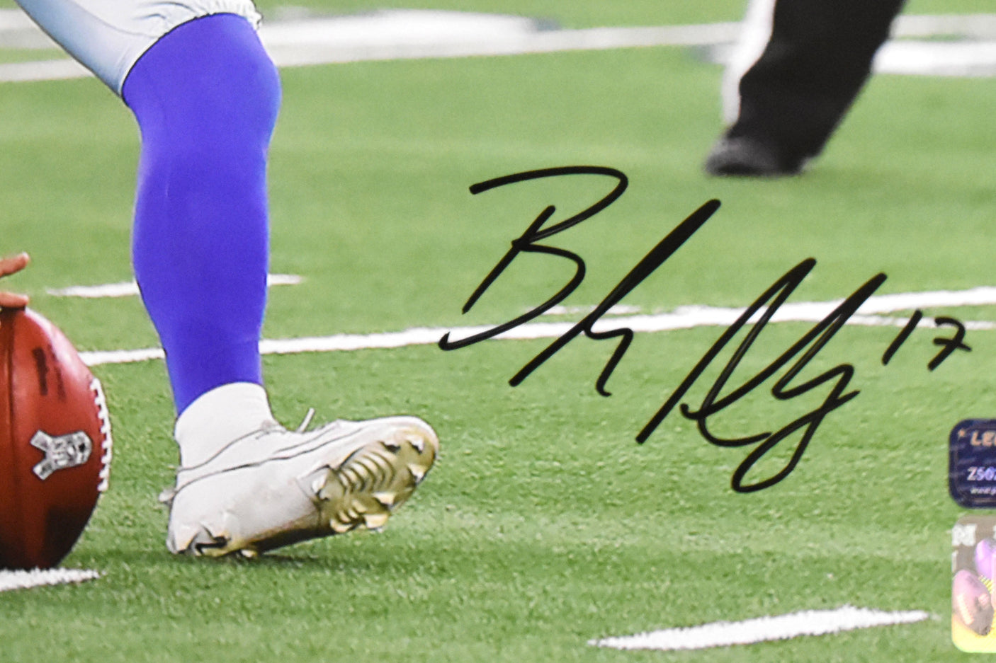 Brandon Aubrey Autographed Cowboys 16x20 Kick Photo - Prova *Black