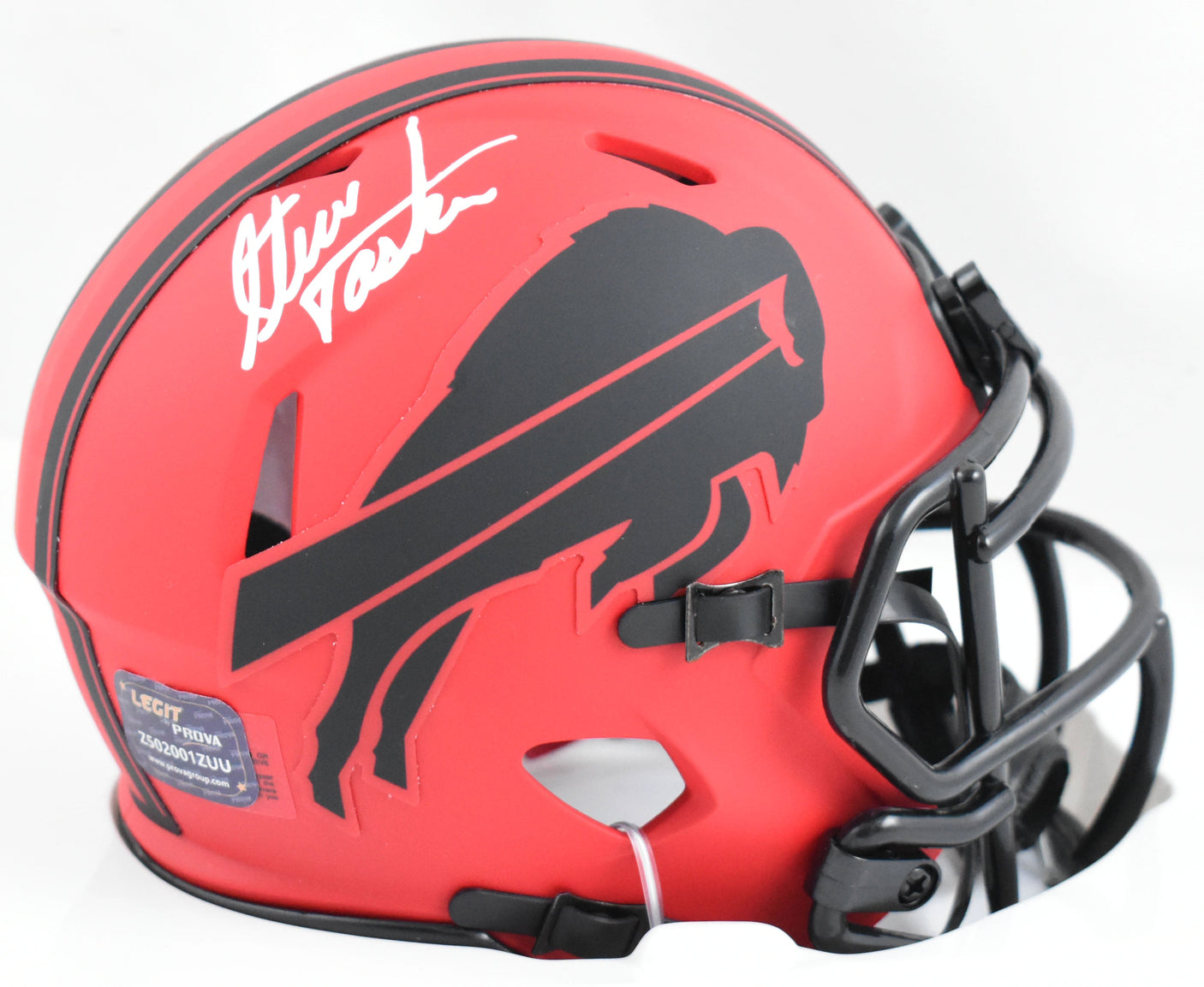 Steve Tasker Autographed Buffalo Bills Rave Speed Mini Helmet - Prova *White