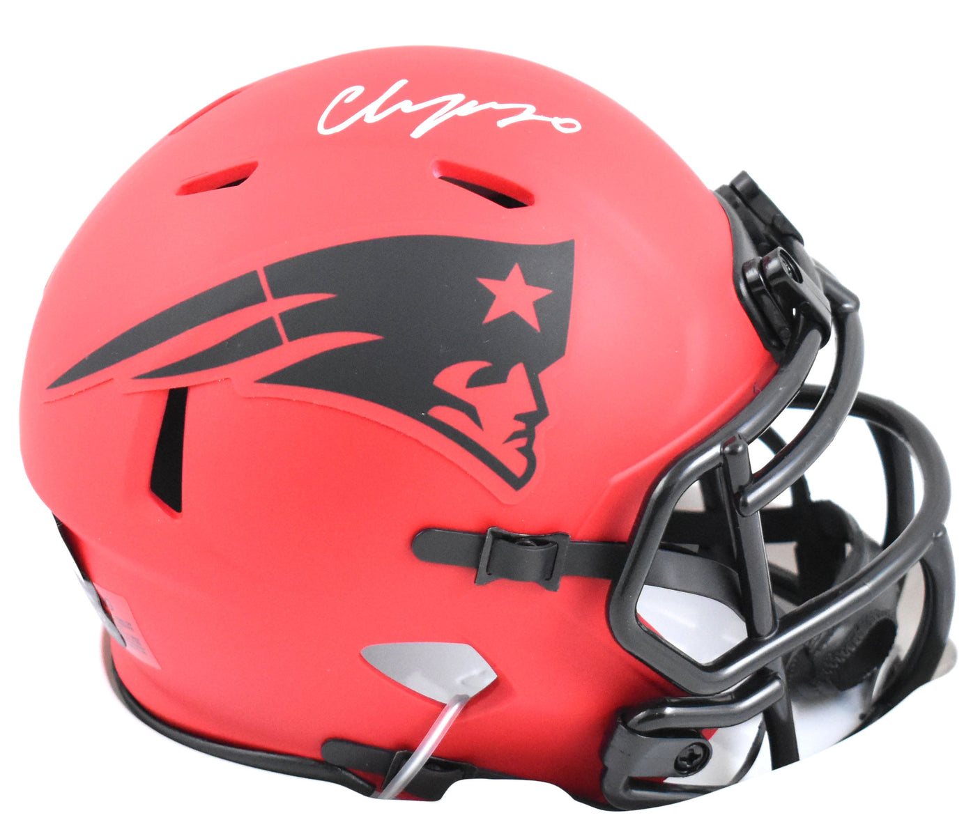 Christian Gonzalez Autographed Patriots Rave Speed Mini Helmet - Beckett W Holo