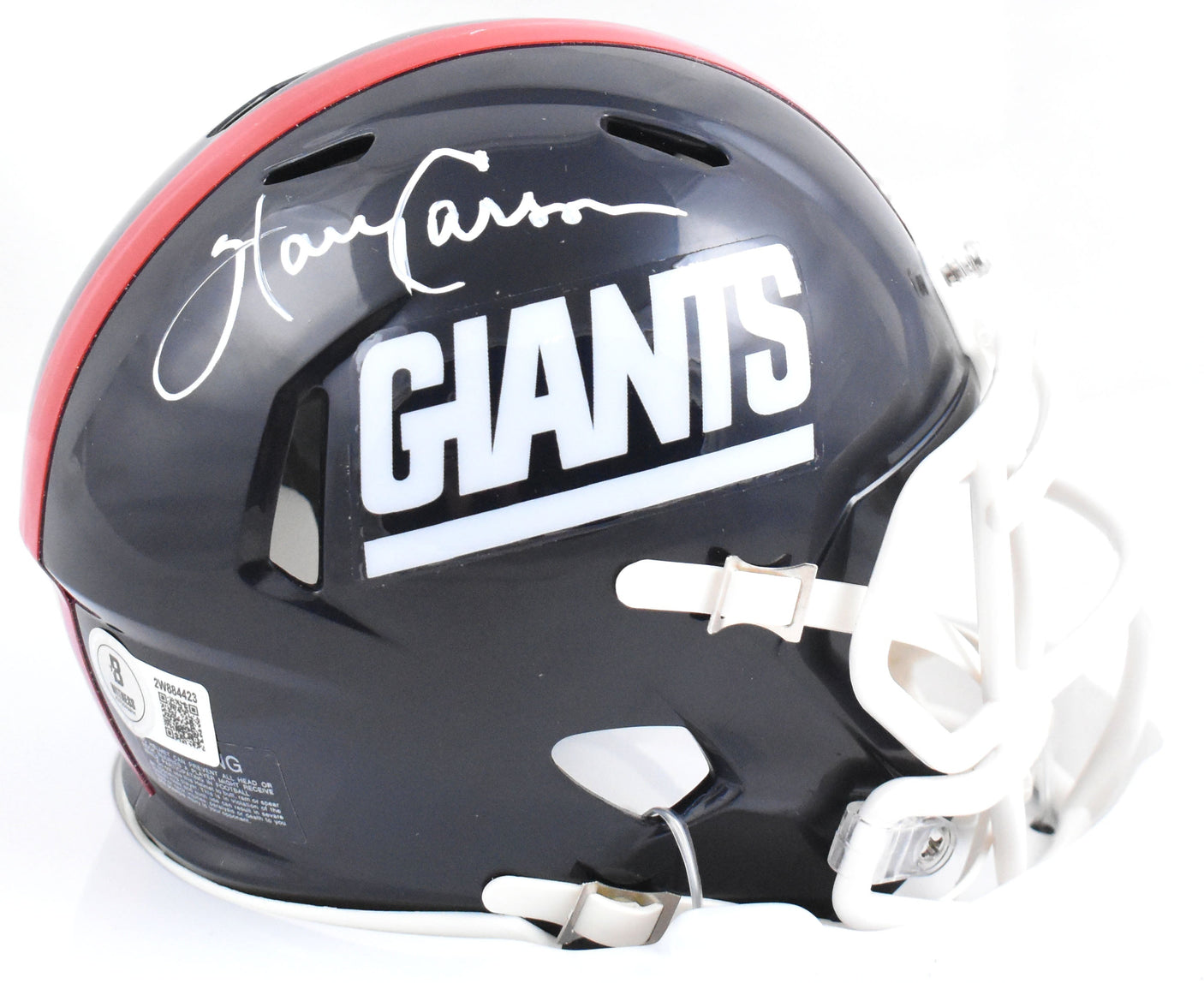 Harry Carson Autographed New York Giants 81-99 Speed Mini Helmet- Beckett W Holo