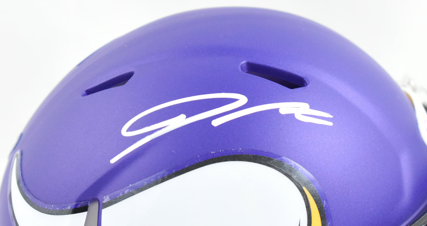 Jordan Addison Autographed Vikings Speed Mini Helmet- Beckett W Hologram *White