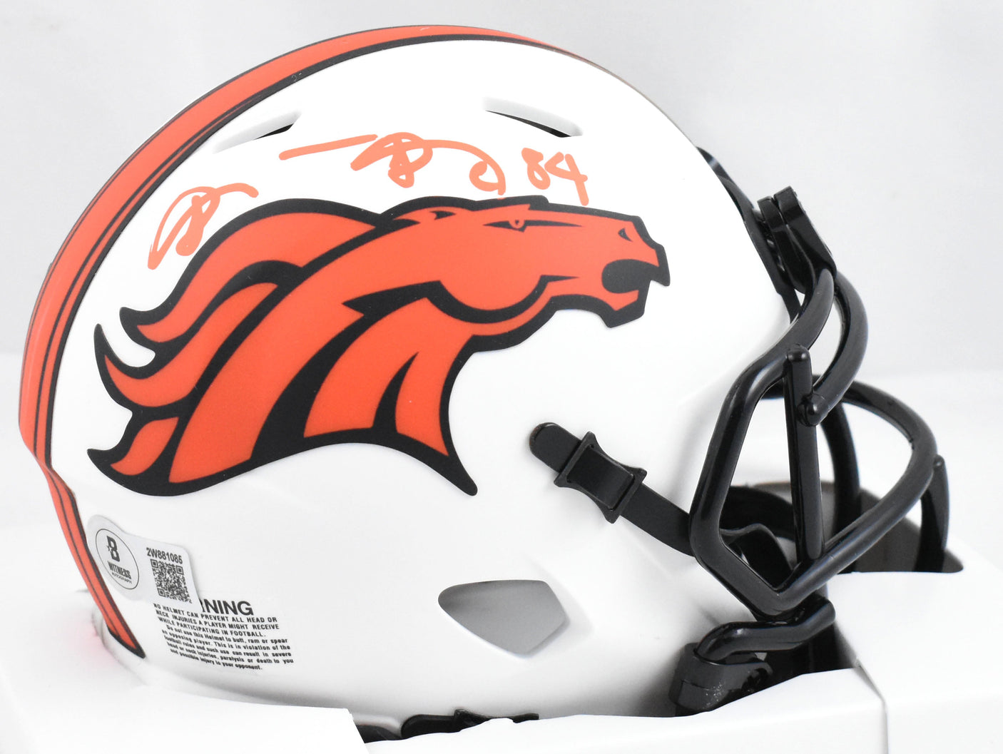 Shannon Sharpe Autographed Denver Broncos Lunar Speed Mini Helmet-Beckett W Holo