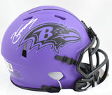 Zay Flowers Autographed Baltimore Ravens Rave Speed Mini Helmet - Beckett W Holo