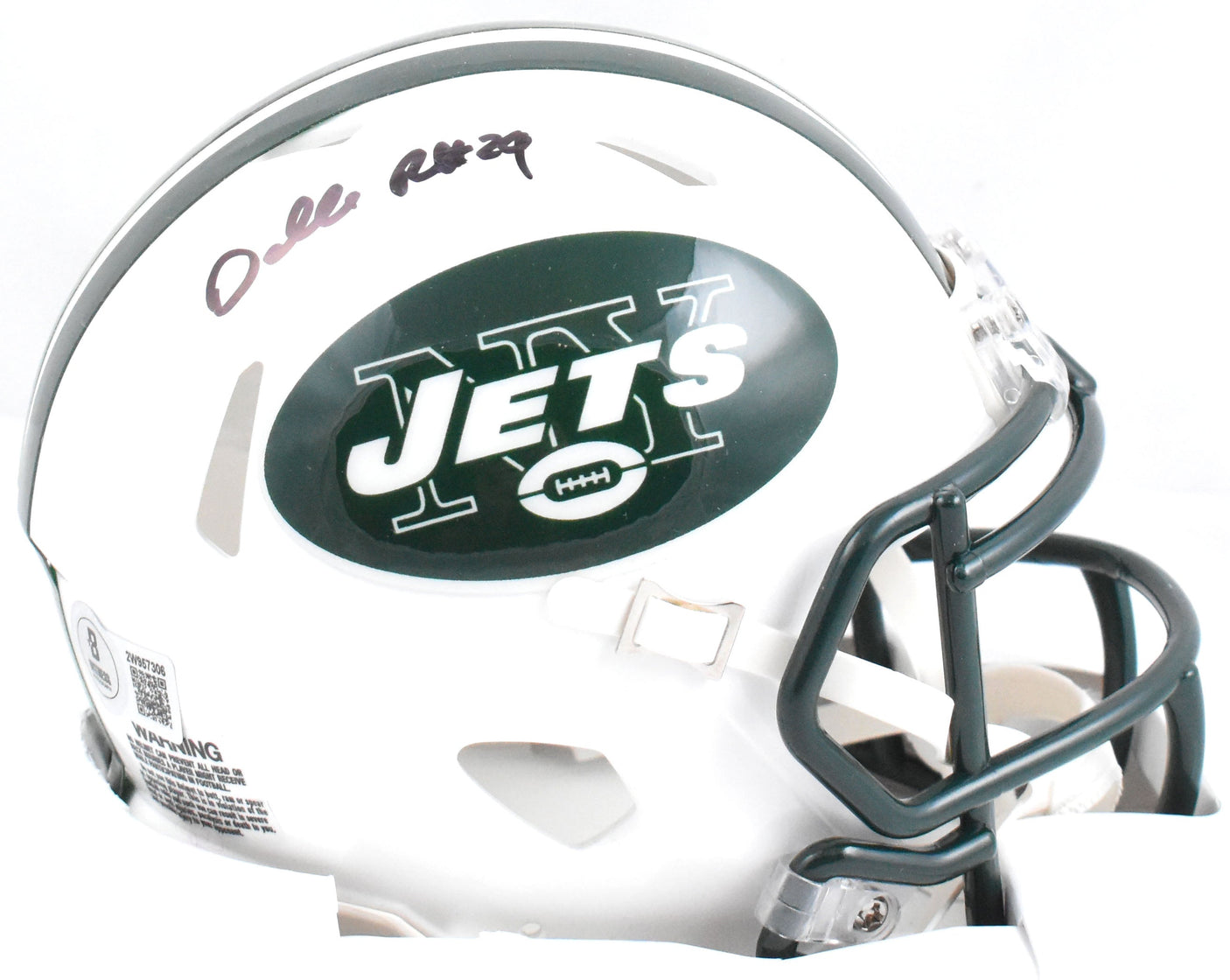 Darrelle Revis Autographed New York Jets 98-18 Speed Mini Helmet- Beckett W Holo