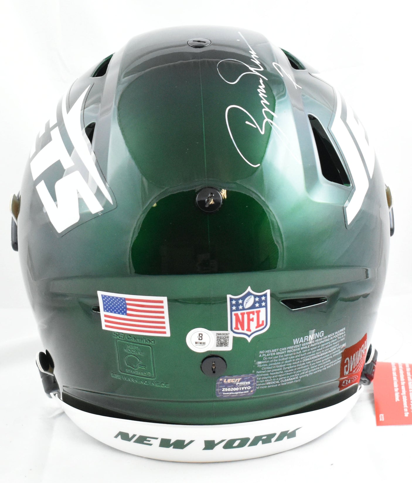 Boomer Esiason Autographed New York Jets F/S Speed Flex Helmet - Beckett W Holo