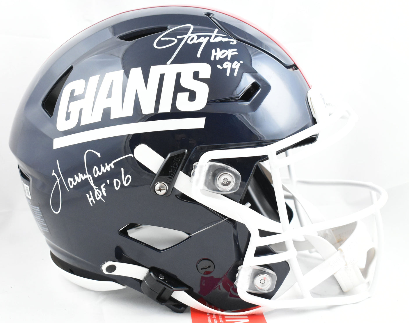 Lawrence Taylor Harry Carson Signed Giants F/S Speed Flex Helmet HOF- Beckett W