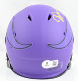 Justin Jefferson Autographed Vikings Rave Speed Mini Helmet - Beckett W Hologram