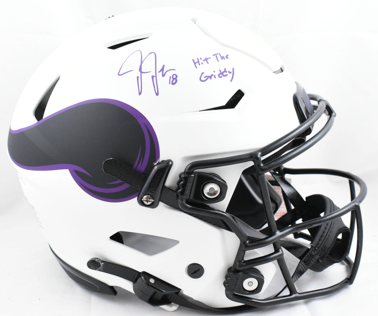 Justin Jefferson Signed Vikings F/S Lunar Speed Flex Helmet Griddy - Beckett W