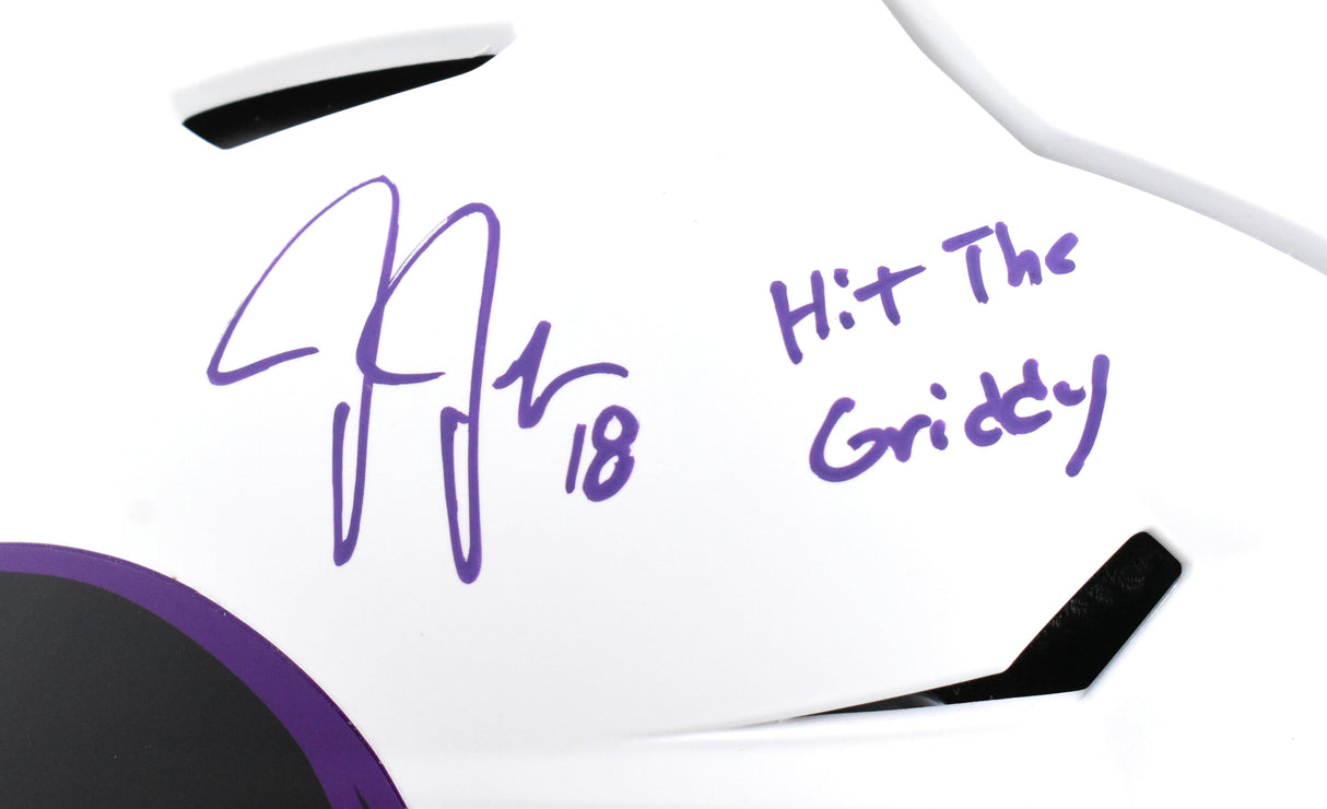 Justin Jefferson Signed Vikings F/S Lunar Speed Flex Helmet Griddy - Beckett W