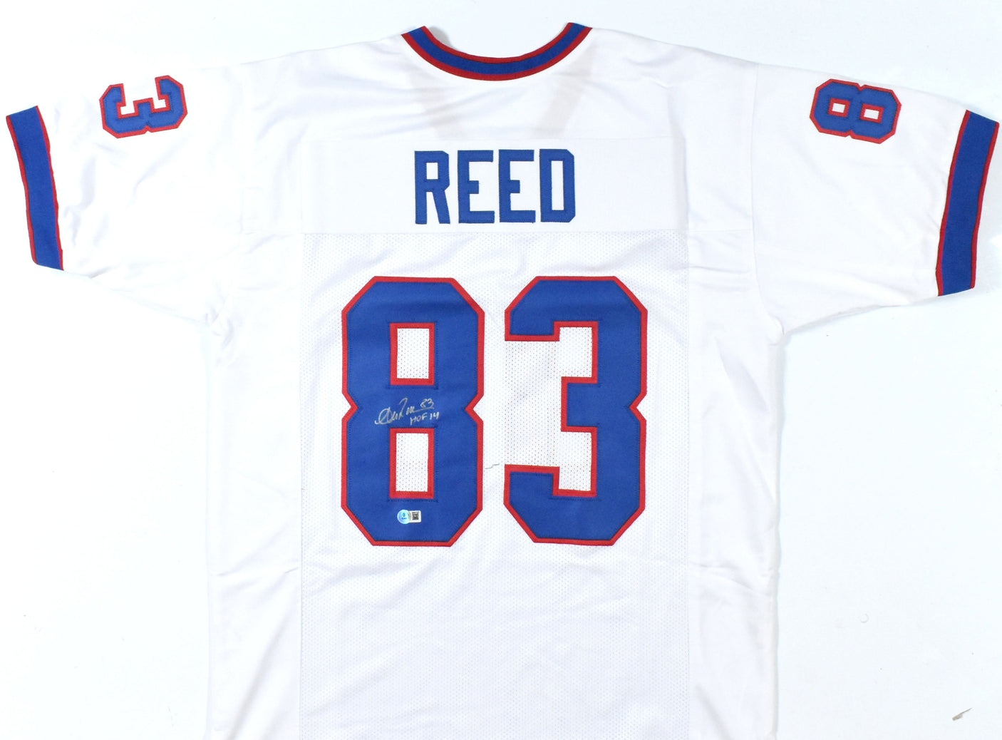 Andre Reed Autographed White Pro Style Jersey w/HOF - Beckett W Hologram *Silver