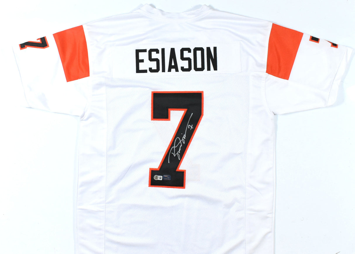 Boomer Esiason Autographed White Pro Style Jersey - Beckett W Hologram *Silver