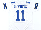 Danny White Autographed White Pro Style Jersey - Beckett W Hologram *Silver